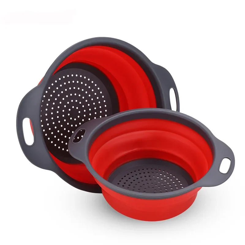 Silicone Round Folding Colander Strainer Basket