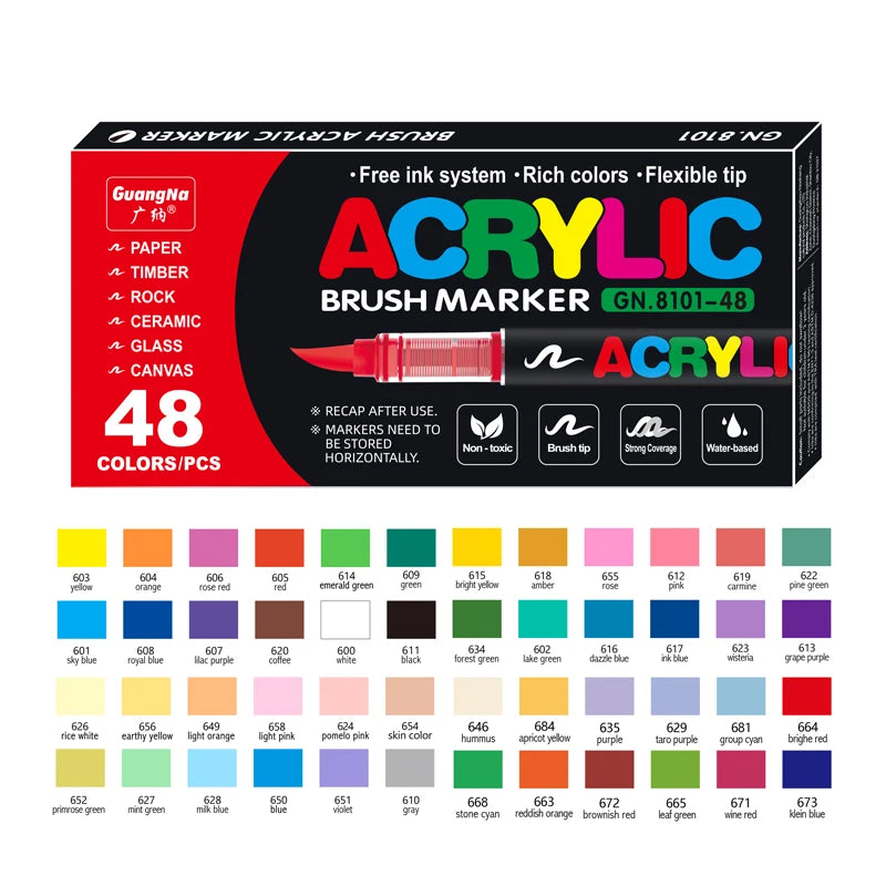 12-120 Colors Acrylic Paint Pens Markers Brush Tip Paint Markers For Rock Painting Wood Canvas Stone,Christmas Gift DIY Crafts