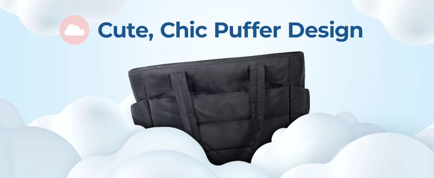 Tote Bag Puffy Padded Bags Leisure Commuting Handbag Large Capacity Storage Organizer