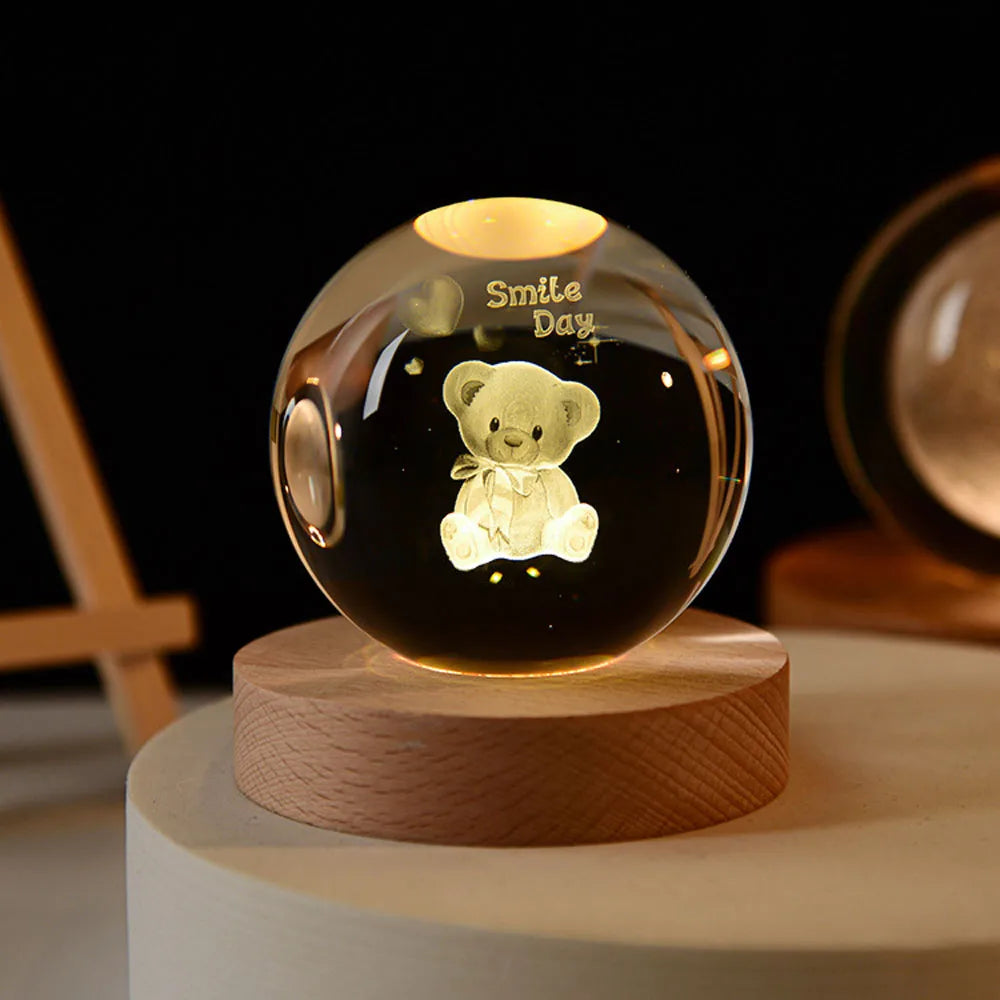 2025 NEW 3D Crystal Ball Light Carving Solar System Galaxy Valentine's Day/ Birthday Gift LED Luminous Planet Night Lights