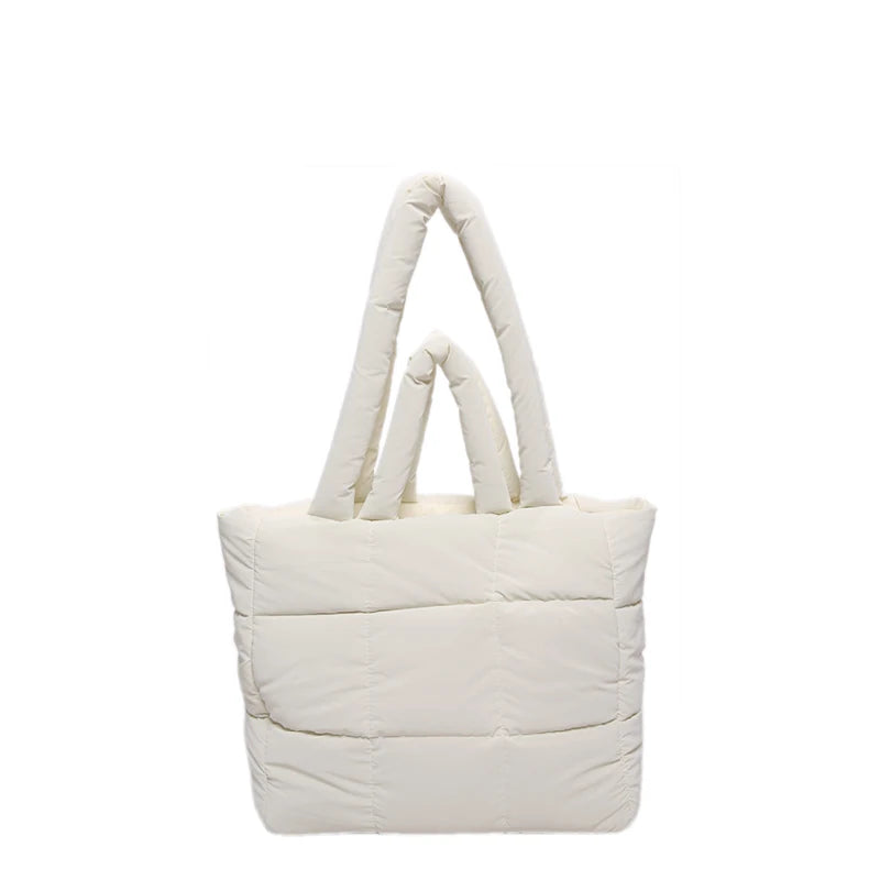 Puffer Tote Bag for Women Lightweight Down Cotton Padded Crossbody Bag Large Capacity