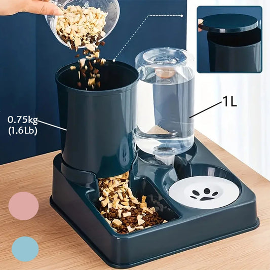 2 In 1 Tilted Automatic Gravity Pet Feeder Water Dispenser Set