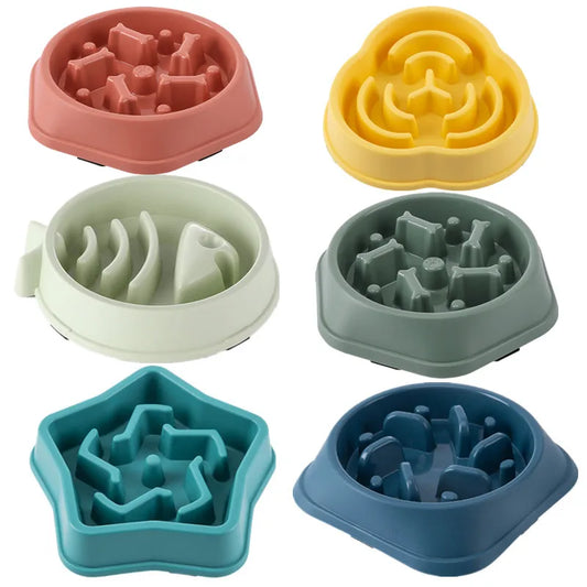 Pet Slow Food Bowl, Non-slip Multiple Colors Shapes