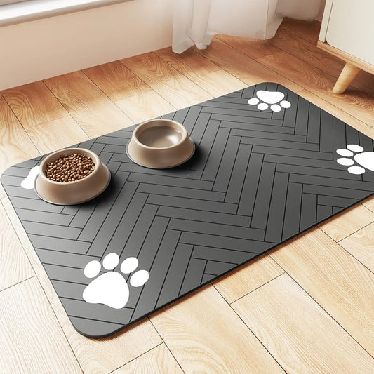 Pet Feeding Mat-Absorbent Pet Placemat for Food and Water Bowl, with Waterproof Rubber Backing, Quick Dry Water Mat