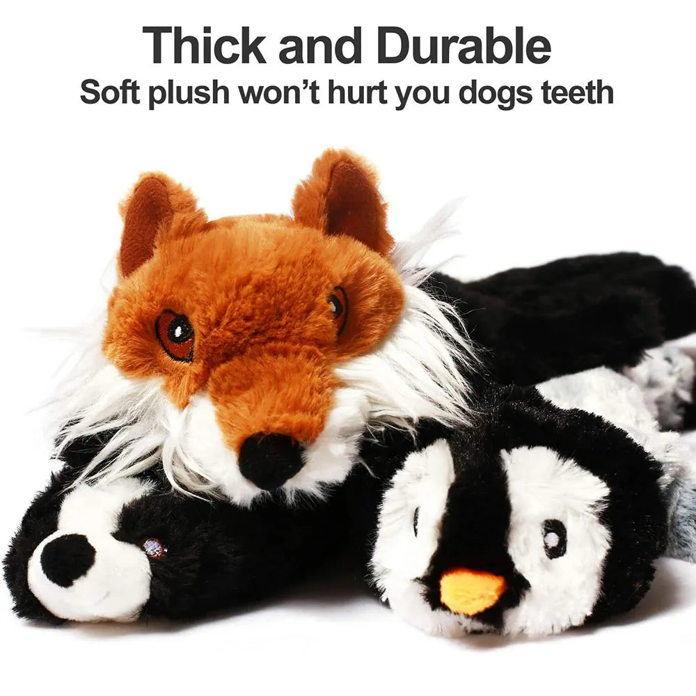 Funny Durable Plush Simulated Crinkle Animal No Stuffing Dog Toy with Squeakers