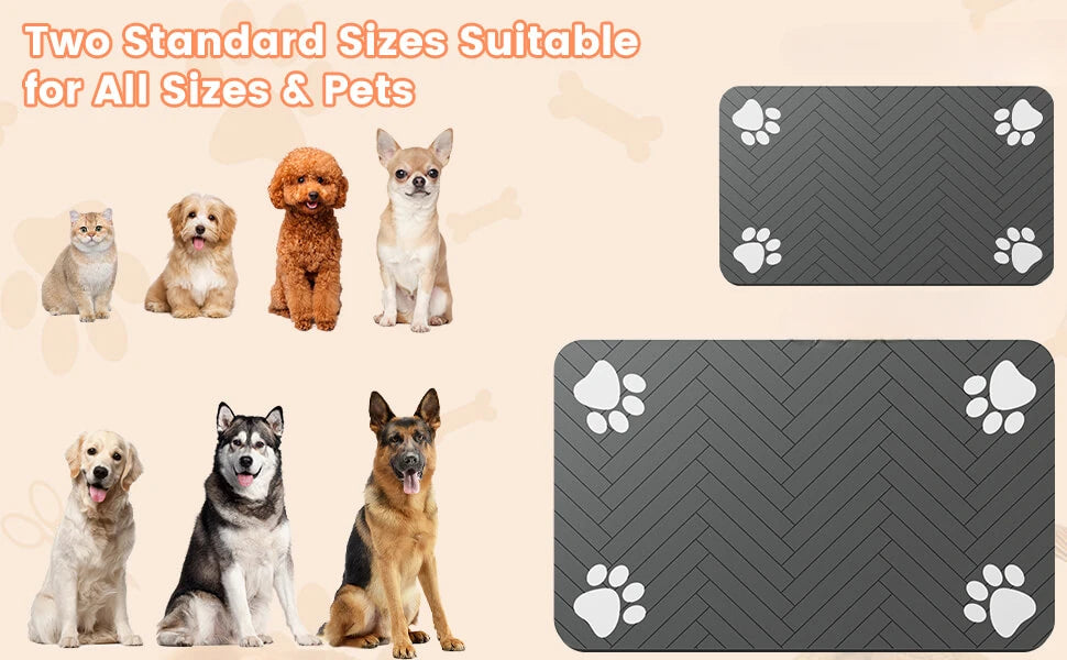 Pet Feeding Mat-Absorbent Pet Placemat for Food and Water Bowl, with Waterproof Rubber Backing, Quick Dry Water Mat