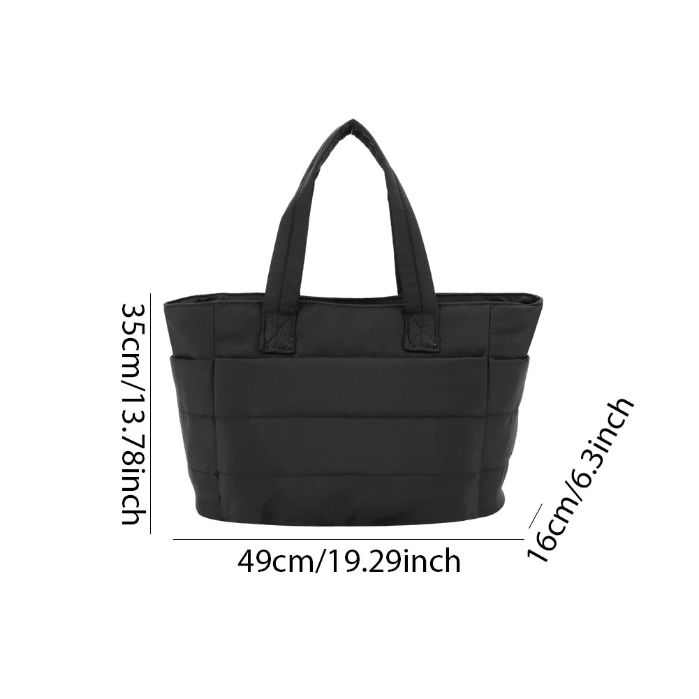 Puffer Tote Bag for Women Lightweight Down Cotton Padded Crossbody Bag Large Capacity