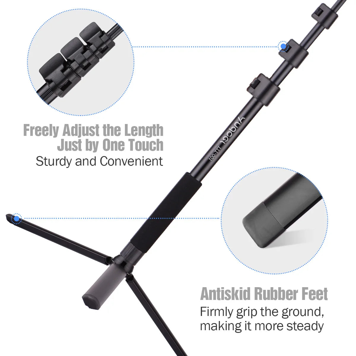 54-in Extendable Selfie Stick Tripod Stand Aluminum Alloy with Phone Holder Mount Adapter Remote Shutter