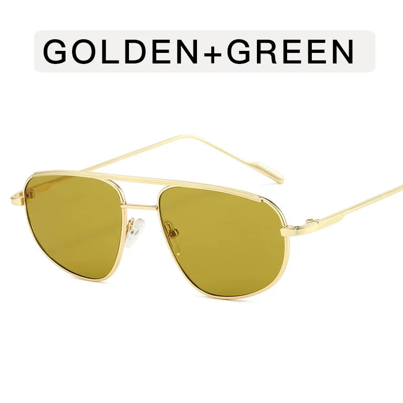 Metal Punk Square Pilot Luxury Brand Metal Half Frame Sunglasses Gradient Shades