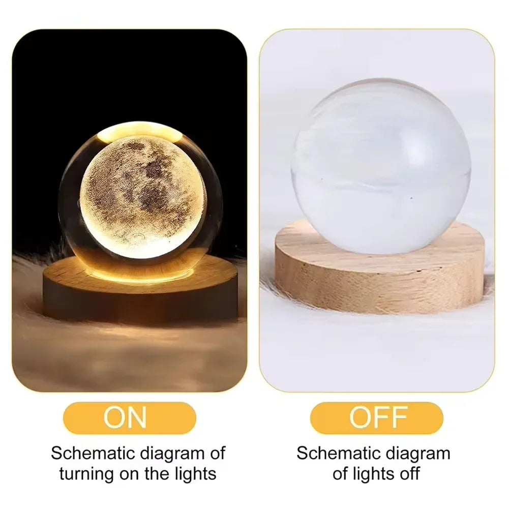 6cm Night Light Milky Way Galaxy Solar System Crystal Ball Night Lamp Ambient LED Light