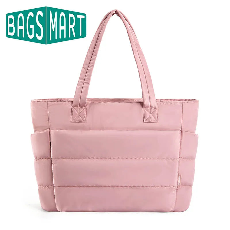 The Bubble Tote Bag Cotton Padded Quilting Puffy Shoulder Purse