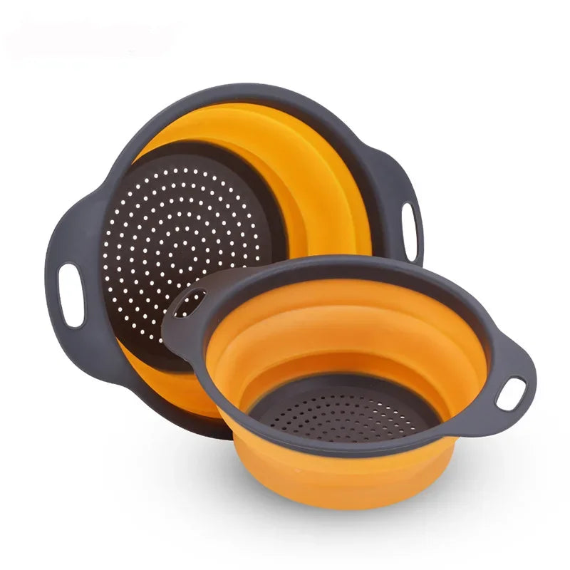 Silicone Round Folding Colander Strainer Basket