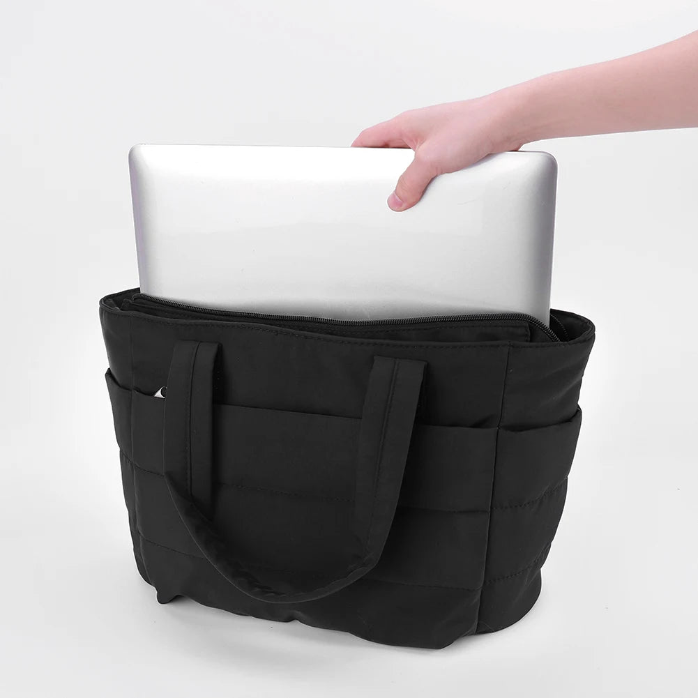 Puffer Tote Bag for Women Lightweight Down Cotton Padded Crossbody Bag Large Capacity