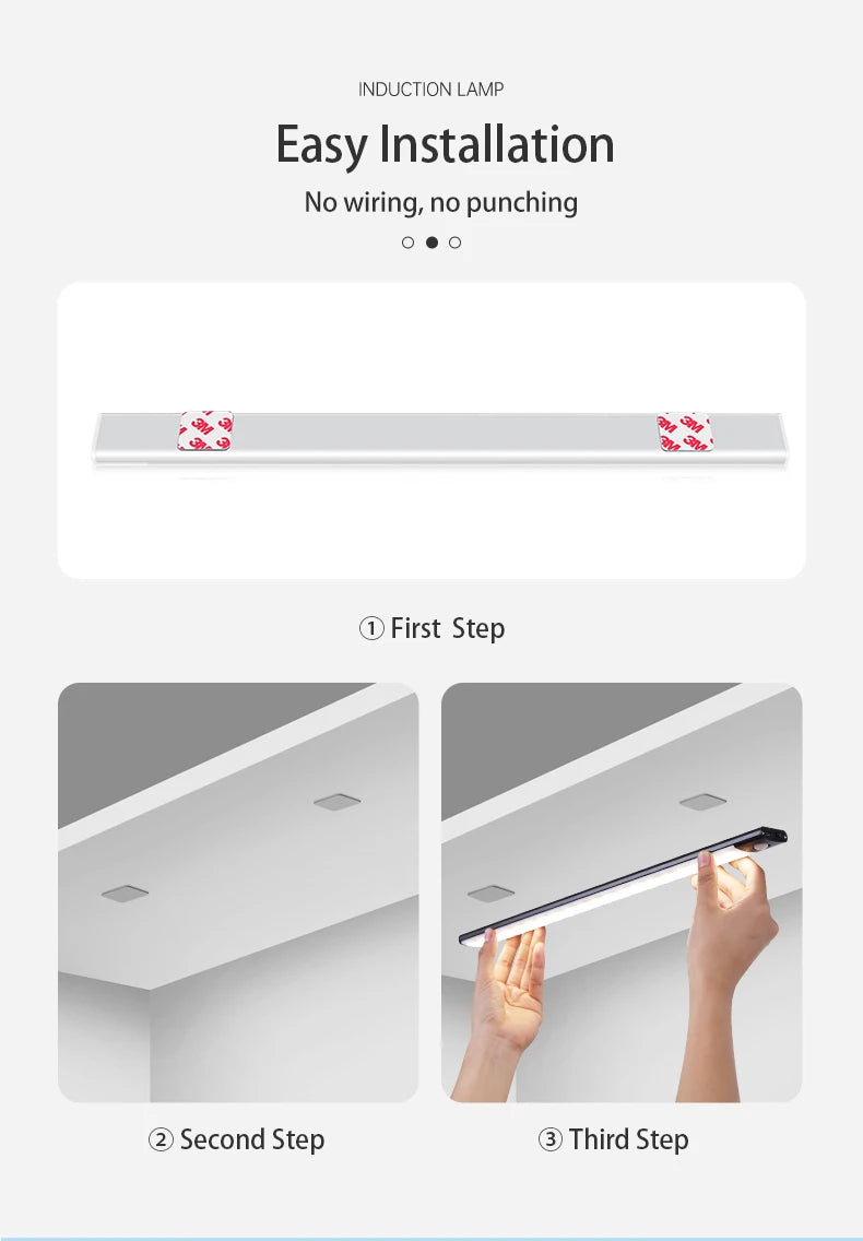 LED Cabinet Light USB Type-C Rechargeable Motion Sensor Led Lamp 10cm/20cm/30cm/40cm/50cm