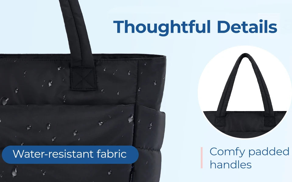 Puffy Tote Bag Big Square Cotton Padded Quilting Shoulder Bag