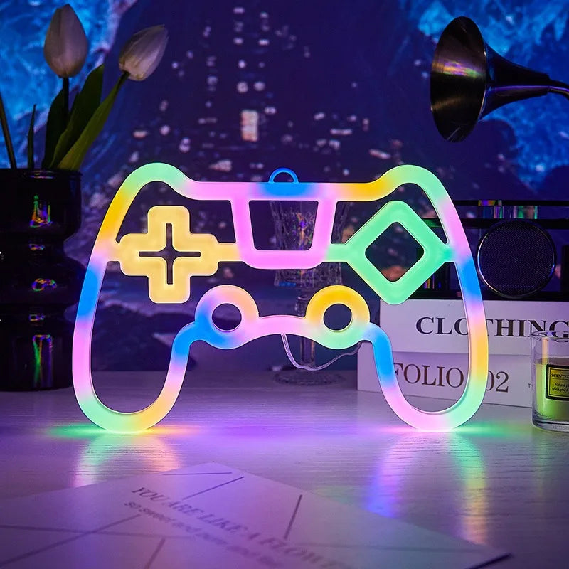 USB Game Console Handle Shape and Other Room Decoration LED Neon Lights