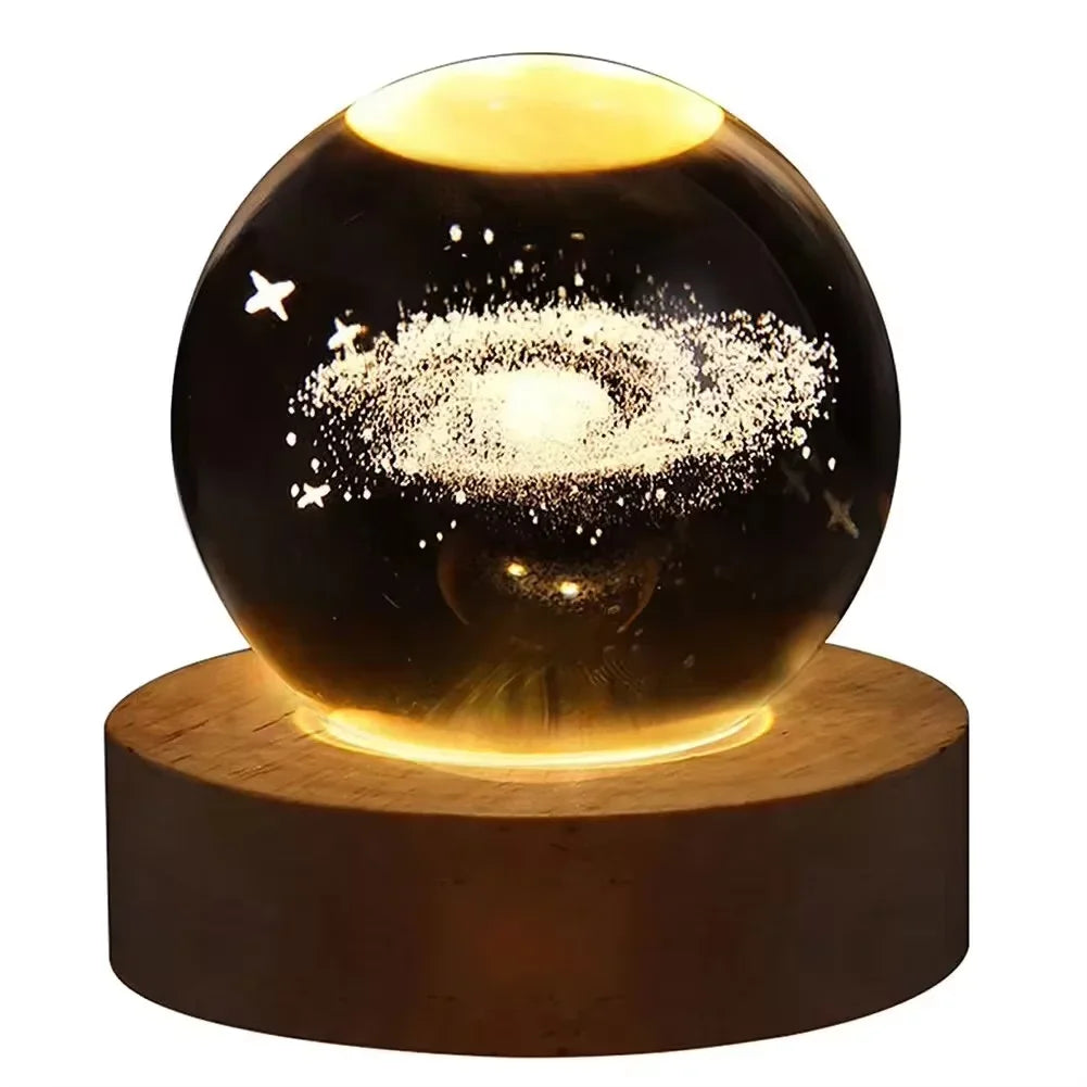 6cm Night Light Milky Way Galaxy Solar System Crystal Ball Night Lamp Ambient LED Light