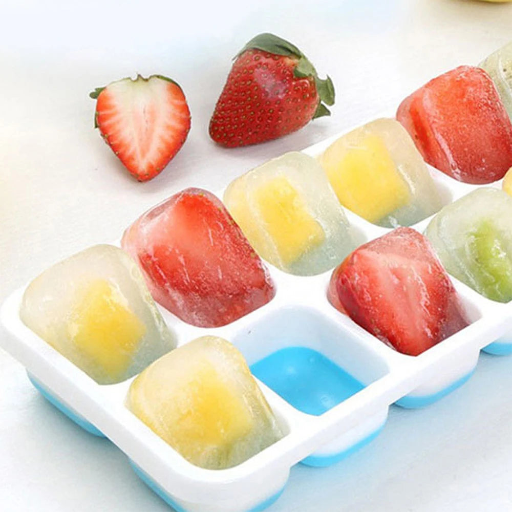 1PC 14 Grid Silicone Ice Cube Mold With Removable Lid