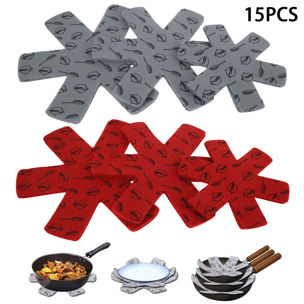 15/12Pc Pot Pan Protectors Non-stick Divider Pads Prevent Scratching Protect Surfaces for Cookware Kitchen Accessories