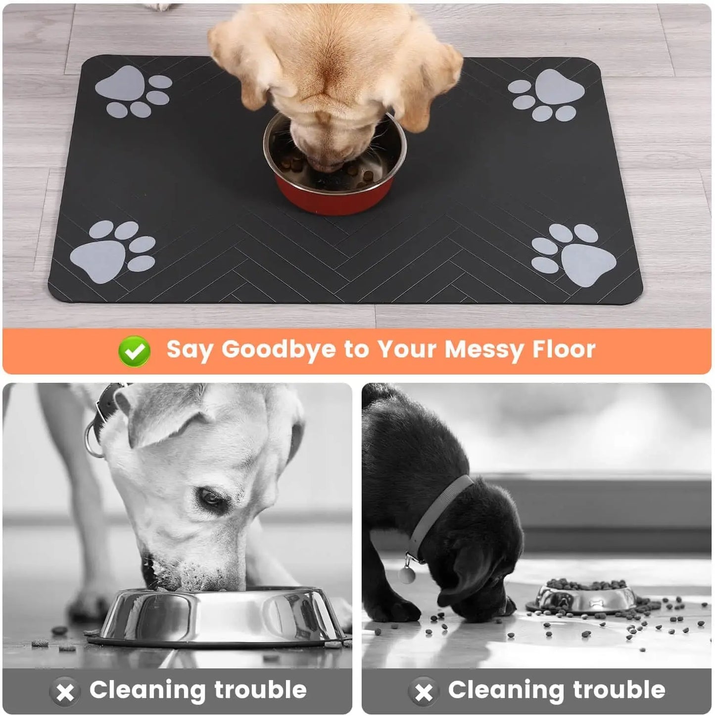 Pet Feeding Mat-Absorbent Pet Placemat for Food and Water Bowl, with Waterproof Rubber Backing, Quick Dry Water Mat