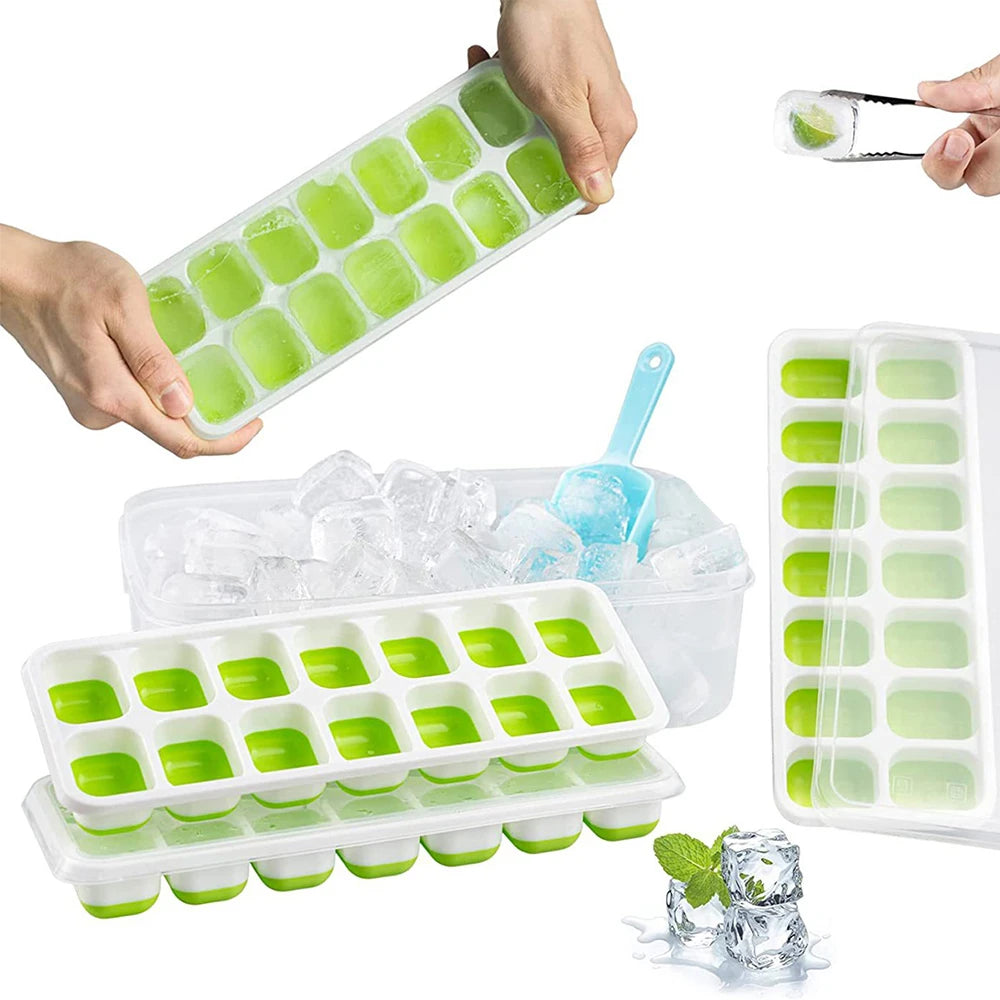 1PC 14 Grid Silicone Ice Cube Mold With Removable Lid