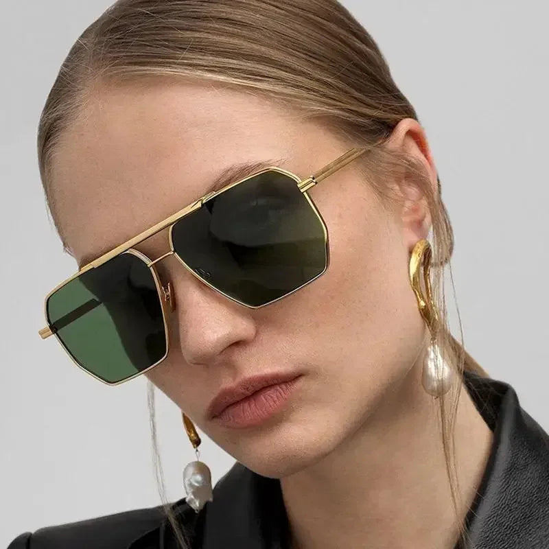 Vintage Fashion Luxury Brand Design Metal Sunglasses Men Women UV400
