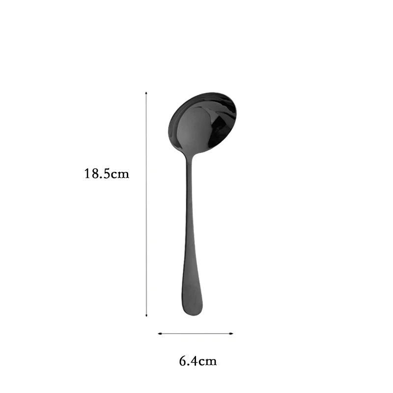 Black Stainless Steel Dinnerware Pieces Flatware Soup Spoon, Colander Spoon, Service Spoon, Salad Fork, Cake Spatula