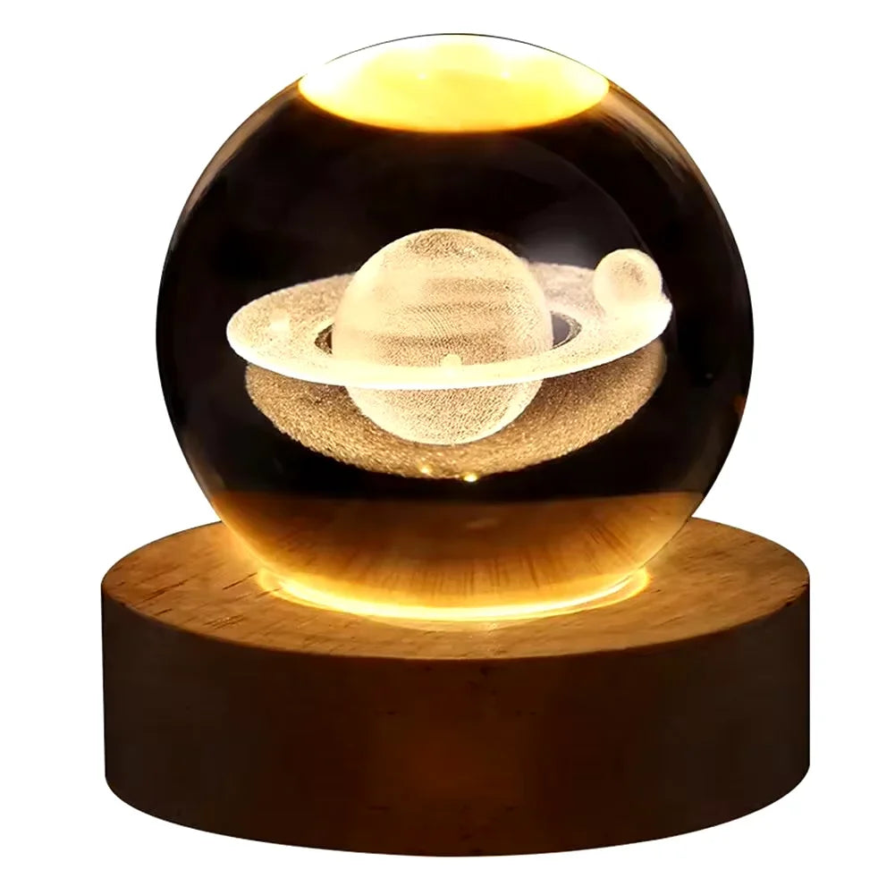 6cm Night Light Milky Way Galaxy Solar System Crystal Ball Night Lamp Ambient LED Light