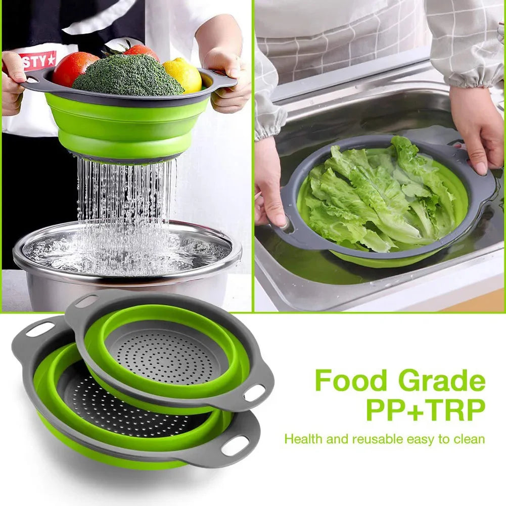 Silicone Round Folding Colander Strainer Basket