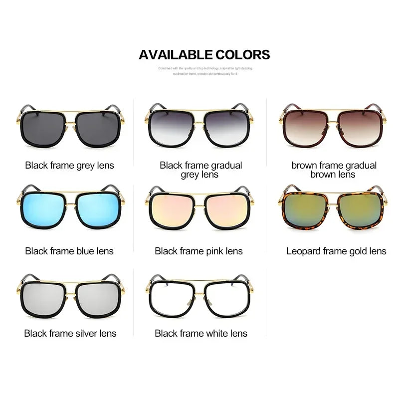 Metal Polarized Oversized Gradient Square Frame Sun Glasses