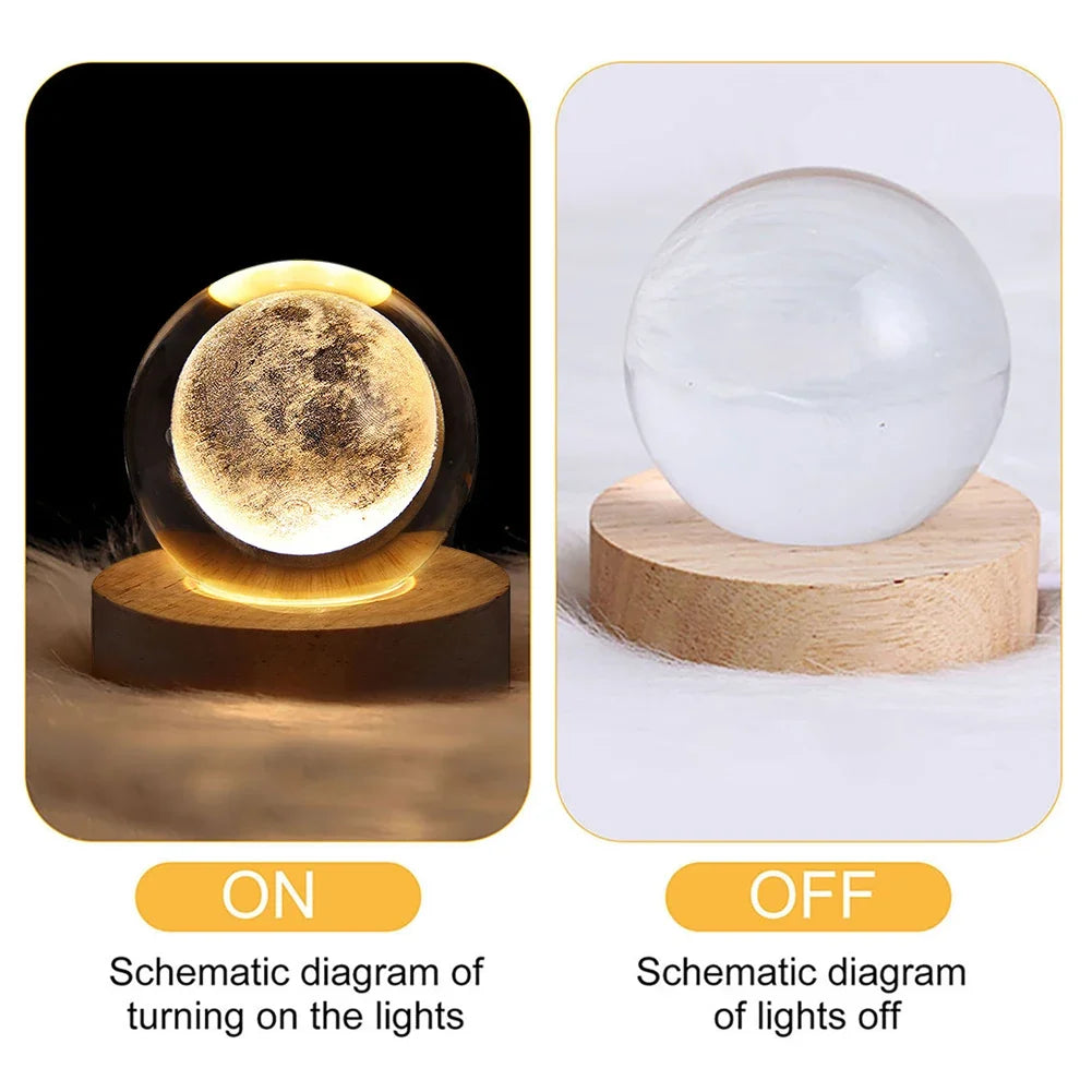 6cm Night Light Milky Way Galaxy Solar System Crystal Ball Night Lamp Ambient LED Light