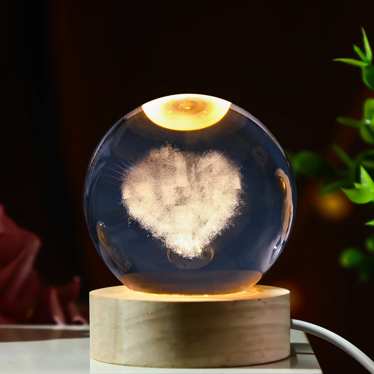 Luminous Crystal Ball LED Night Light Saturn Solar System 3D Moon and More Table Lamp USB
