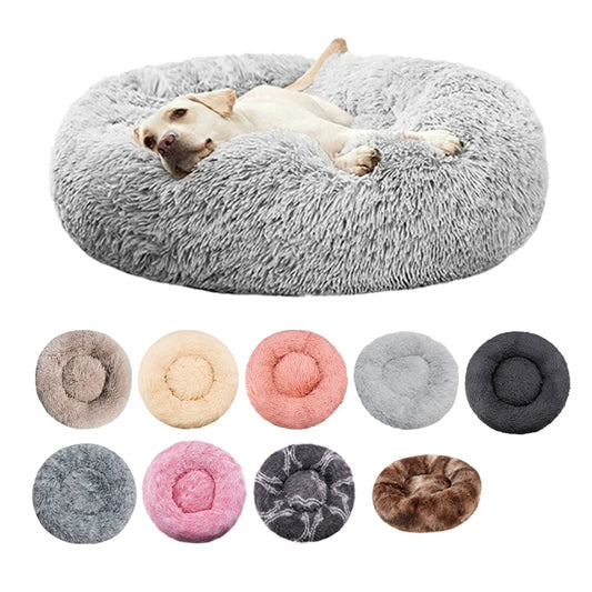 Plush Round Washable Pet Bed, Winter Warm For All Size Dogs and Cats