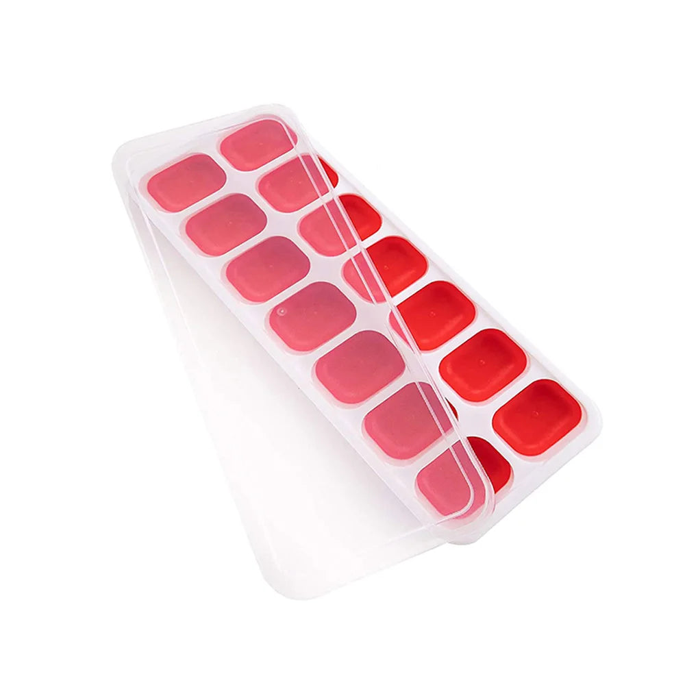1PC 14 Grid Silicone Ice Cube Mold With Removable Lid