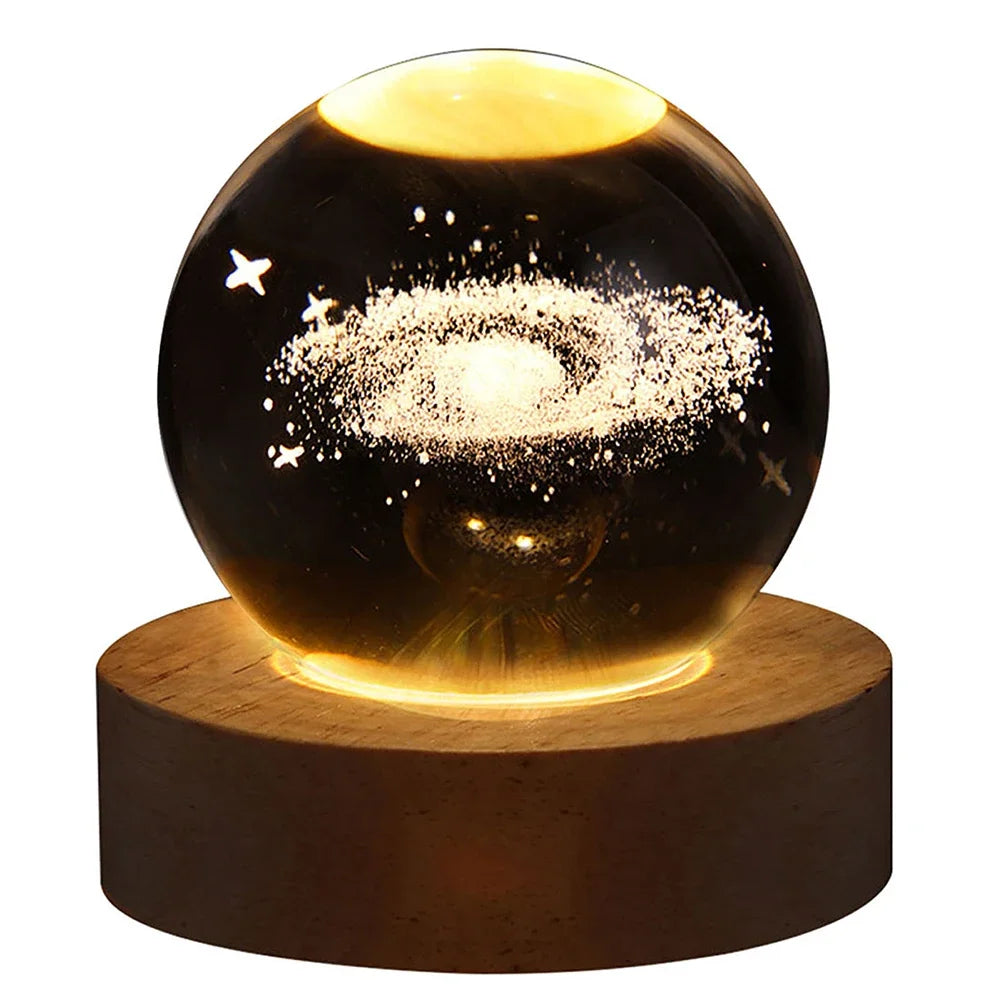 6cm Night Light Milky Way Galaxy Solar System Crystal Ball Night Lamp Ambient LED Light