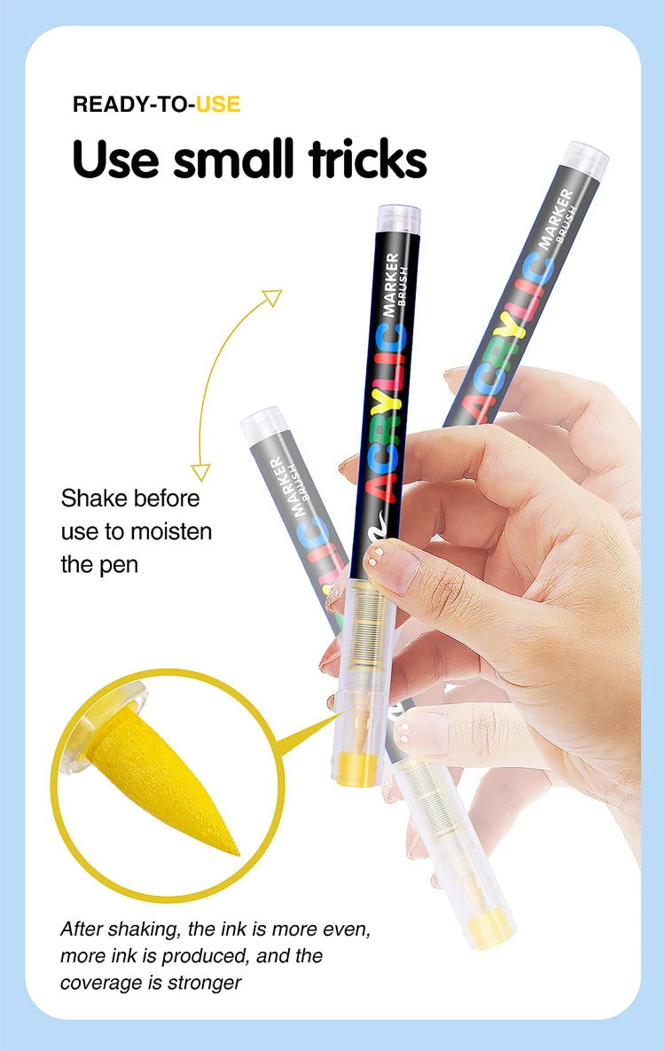 12-120 Colors Acrylic Paint Pens Markers Brush Tip Paint Markers For Rock Painting Wood Canvas Stone,Christmas Gift DIY Crafts