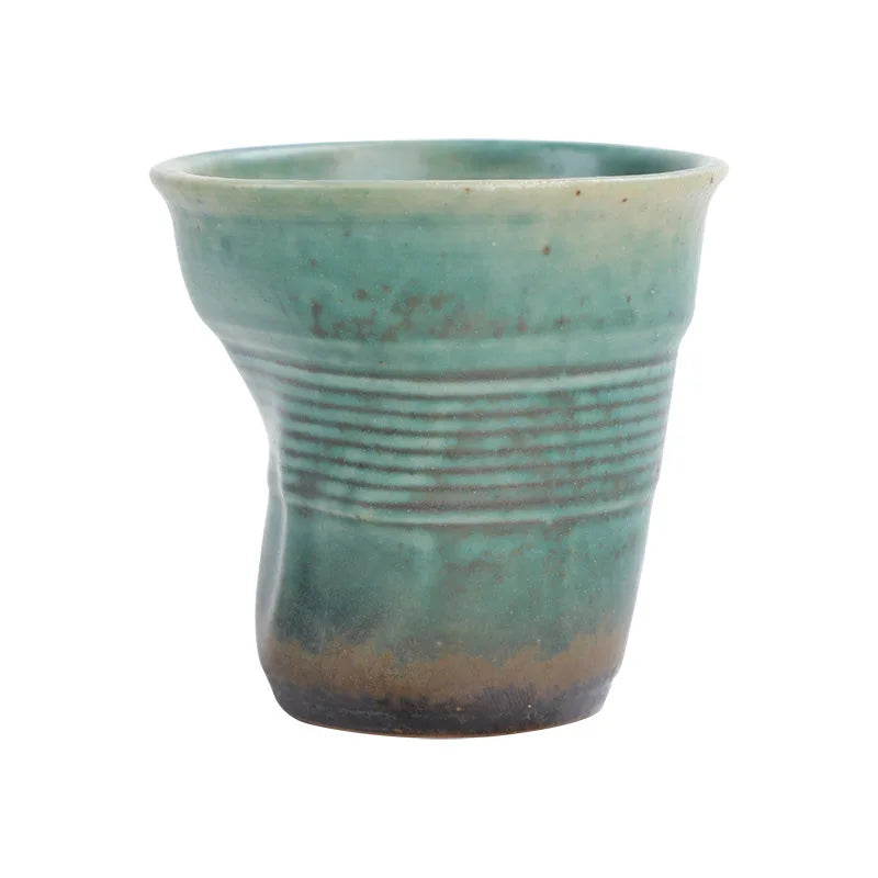 80ml espresso cup Cross-border creative Retro coarse pottery hand pleated cup