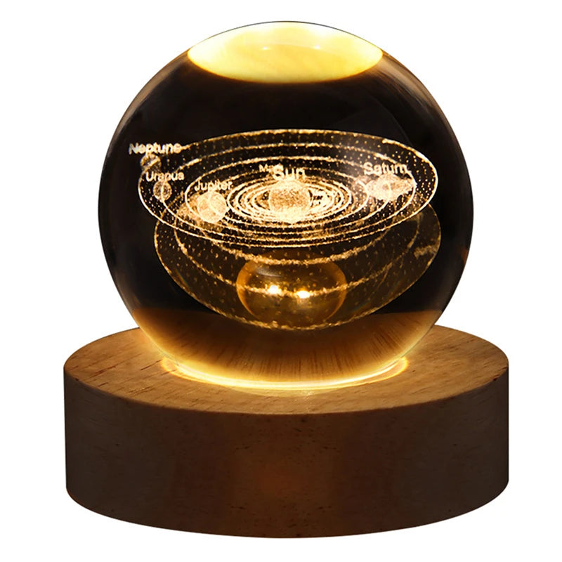LED Night Light Milky Way Galaxy Solar System Crystal Ball Night Lamp Ambient Light